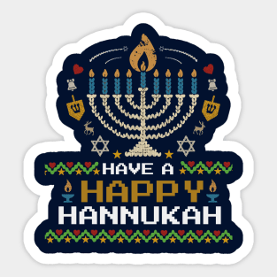 Knit Pixel Menorah – Have a Happy Hannukah Sticker